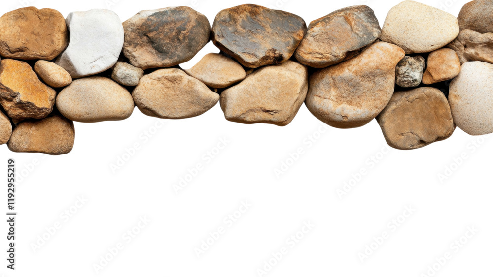 Poster stone texture with various shapes and colors on transparent background.