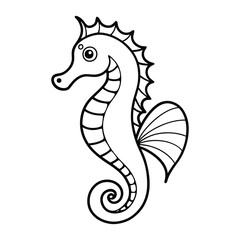 Obraz premium Seahorse vector illustration, Seahorse Fish Outline Clipart