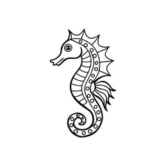 Fototapeta premium Seahorse vector illustration, Seahorse Fish Outline Clipart