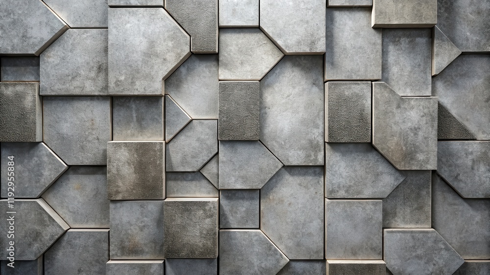 Poster abstract grey stonework wall texture geometric shapes and shadow play