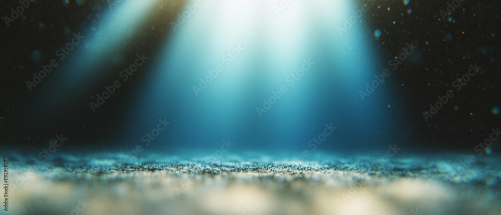 Poster light beams underwater create a serene and tranquil atmosphere with particles and reflections