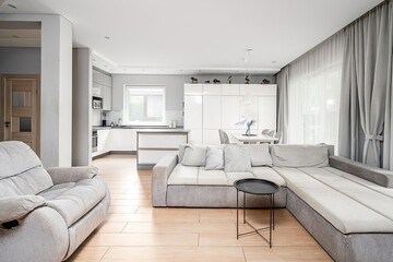 Modern luxury apartment interior in minimal scandinavian style, 3d rendering