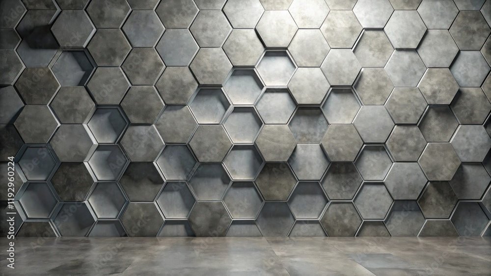 Poster abstract hexagon wall paneling design with concrete texture