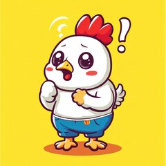 Fowl in pants looks worried, yellow backdrop, wallpaper use