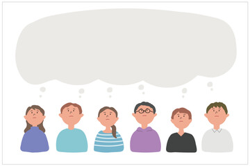 空を見上げる男女のイラスト