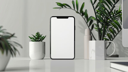 Minimalist Smartphone Display Stand with a Modern Plant Setup
