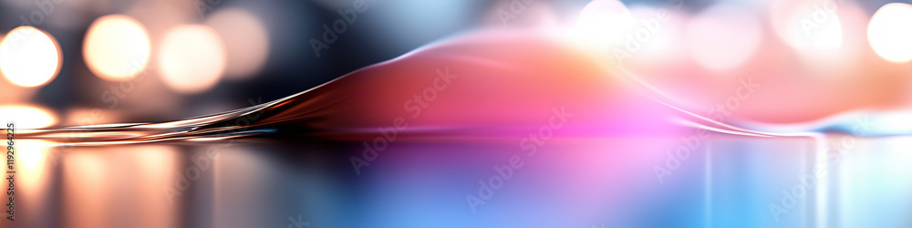Poster abstract light waves with colorful reflections in a smooth surface creating a dreamy atmosphere
