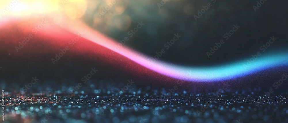 Poster abstract background with flowing colorful light and sparkles in a dreamy atmosphere
