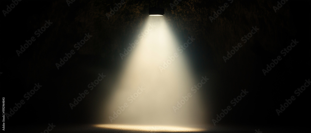 Poster light beam illuminating dark space with soft glow