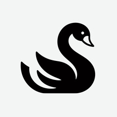 Naklejka premium very simple flat and minimalist Swan in black on a white background