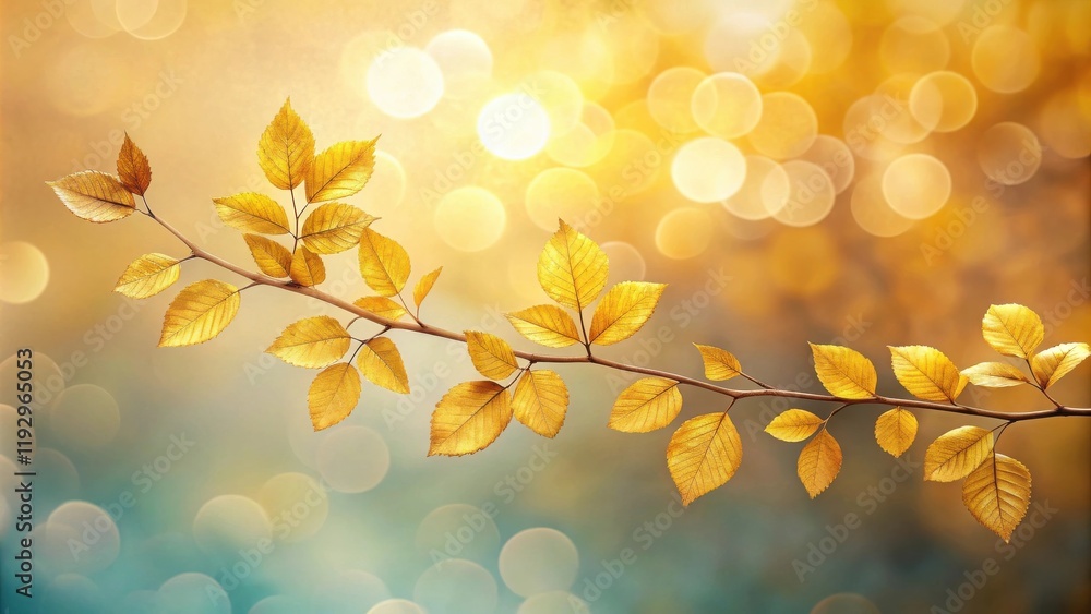 Poster Golden Autumn Branch with Bokeh Background A Serene Fall Scene