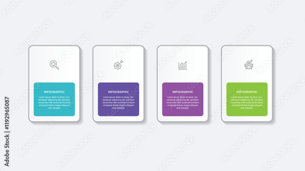 Poster business infographic design template with 4 options, steps or processes. can be used for workflow la