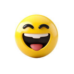 Fototapeta premium Vibrant Yellow Smiley Emoji with Expressive Facial Features and Joyful Reaction