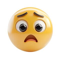 Fototapeta premium Gloomy and Displeased Yellow Emoji with Sad Facial Expression