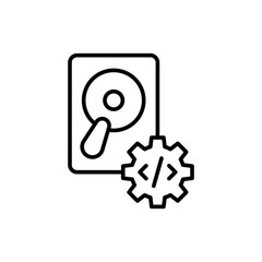 Operating system storage outline icons, minimalist vector illustration ,simple transparent graphic element .Isolated on white background