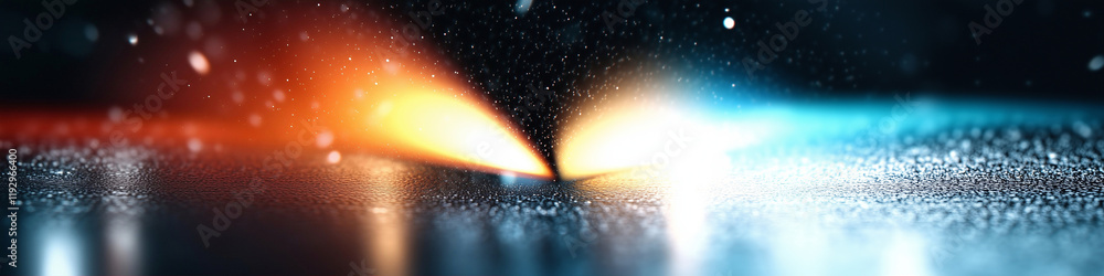 Poster light beams and technology creating vibrant visual effects through rays and reflections