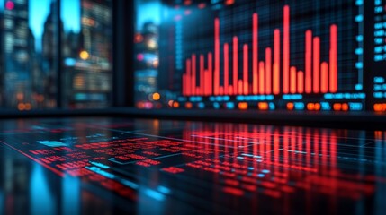 Futuristic Financial Analysis Display. Generative AI