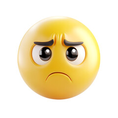 Fototapeta premium Upset Yellow Cartoon Emoji Face with Big Eyes and Frown for Social Media Chat and Web Application Design Elements