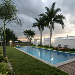 Fototapeta premium A swimming pool provides a refreshing place for recreation, relaxation, and exercise