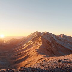 Naklejka premium Crimson sunset over majestic mountain peaks natural landscape serene environment aerial view nature's beauty