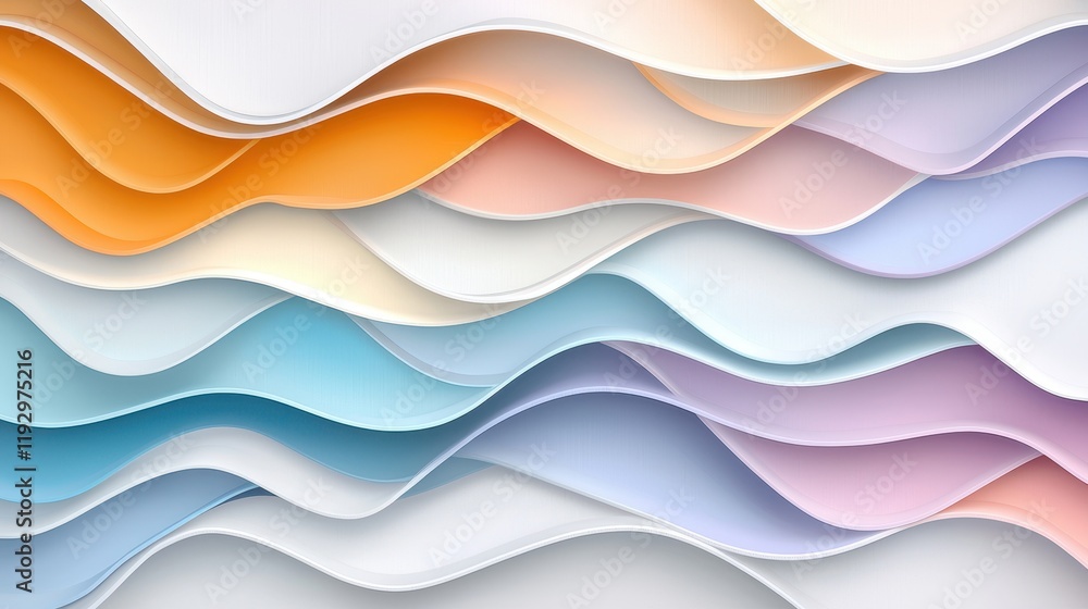 Poster abstract geometric lines and borders in a clean design with soft color gradients and smooth curves