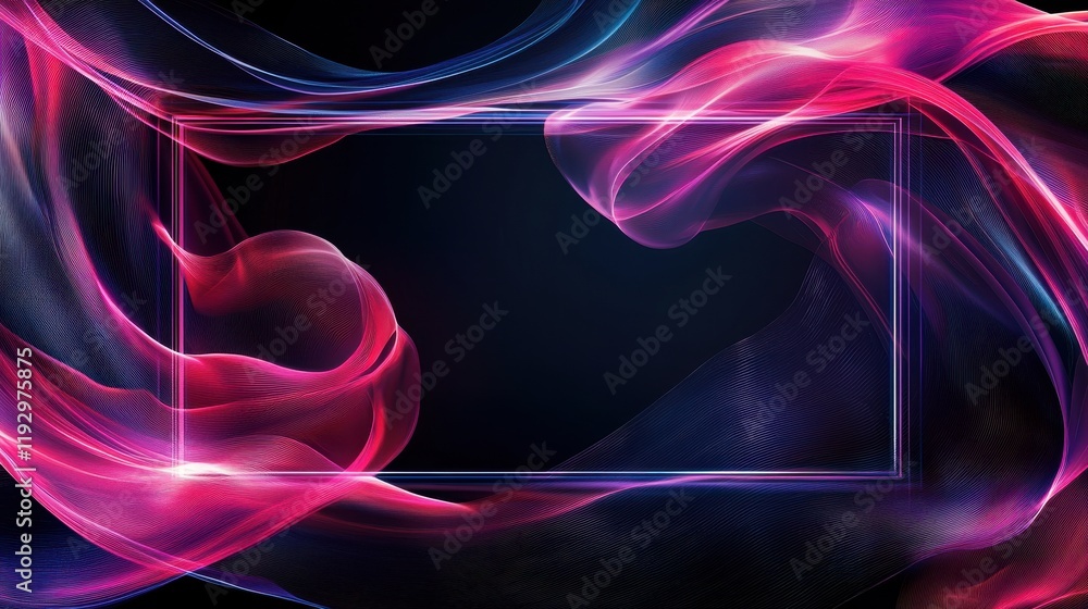 Poster dynamic abstract geometric lines and borders with vibrant colors in a fluid background