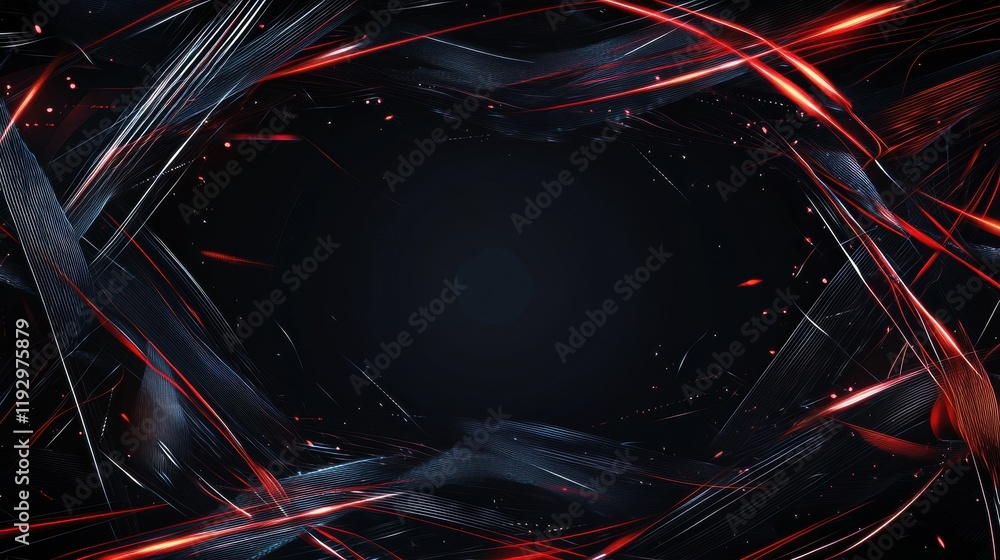 Poster dynamic abstract geometric lines and borders with vibrant colors and dark background
