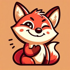 Friendly Fox A cartoon style fox with a sly grin depicted in a w
