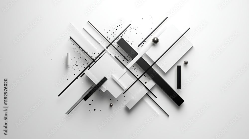 Poster abstract geometric lines and borders in minimalist style with simple shapes and patterns