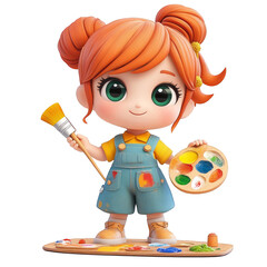 Creative painting activity studio space 3d character art colorful environment cheerful viewpoint