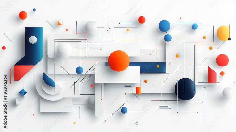 Poster abstract geometric design with lines and circles in a clean, minimalist style for modern backgrounds