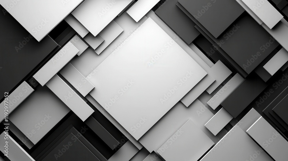 Poster abstract geometric composition with angular lines and sharp borders in black and white tones