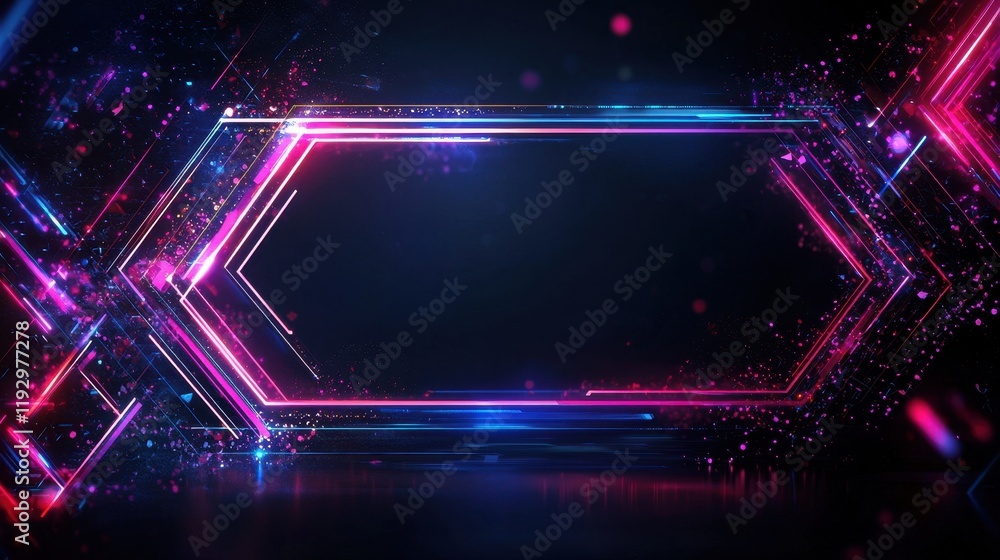 Poster vibrant geometric background with sharp lines, angular patterns, and colorful light effects