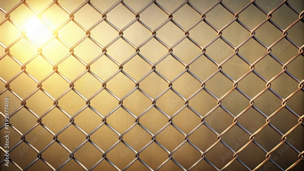 Poster chain link fence with warm backlighting a textured abstract image