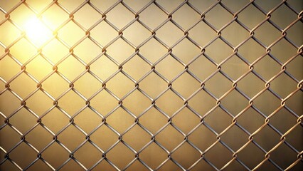 Fototapeta premium Chain Link Fence with Warm Backlighting A Textured Abstract Image