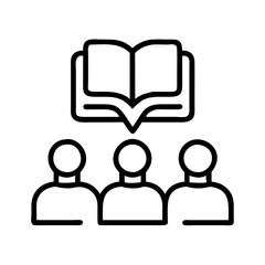 book club meeting icon, book club meeting line art - simple line art of book club meeting, perfect for book club meeting logos and icons and themed design