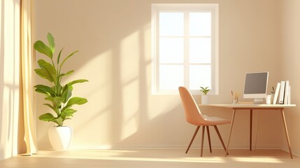 Fototapeta premium Creative desktop workspace design modern home office digital art bright room minimalist aesthetic