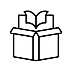 book in a gift box icon, book in a gift box line art - simple line art of book in a gift box, perfect for book in a gift box logos and icons and themed design