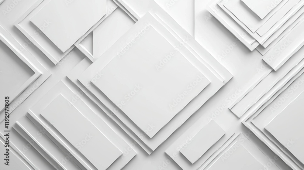 Poster abstract geometric composition featuring clean and sharp edges with various shapes and lines on a li