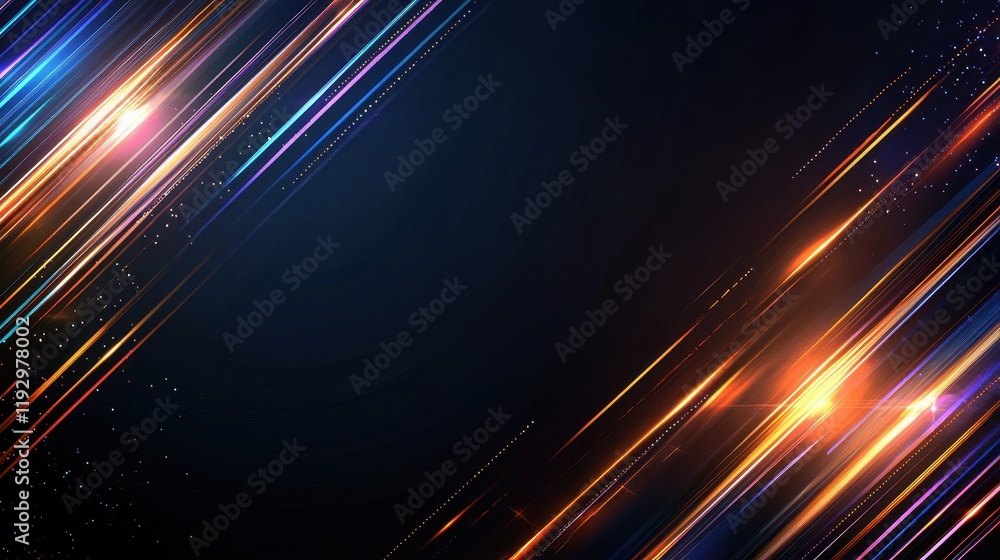 Poster vibrant geometric lines against a dark background with clean edges and sharp borders for modern desi