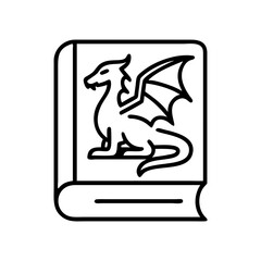 book with dragon fantasy icon, book with dragon fantasy line art - simple line art of book with dragon fantasy, perfect for book with dragon fantasy logos and icons and themed design