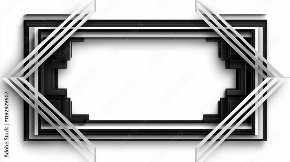 Poster elegant geometric lines and borders with symmetrical design, perfect for modern art and stylish back