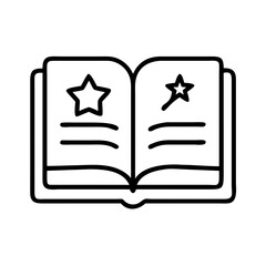 fairy tale book icon, fairy tale book line art - simple line art of fairy tale book, perfect for fairy tale book logos and icons and themed design