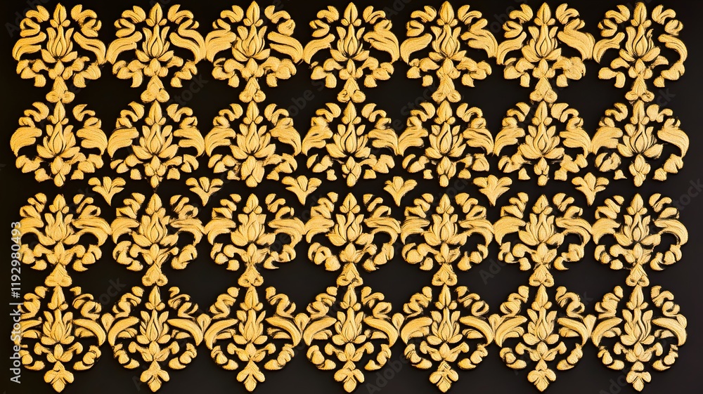 Poster elegant intricate thai border design with silver patterns on dark gray background