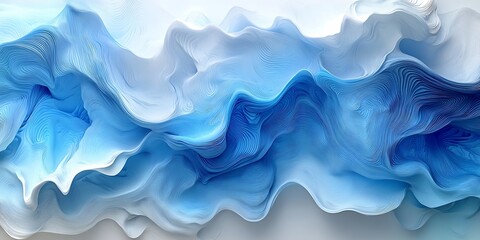 Fototapeta premium Abstract blue wave, fluid motion, digital art, background texture
