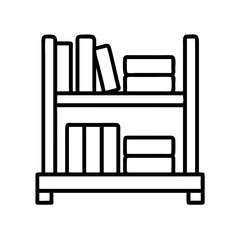 library shelf icon, library shelf line art - simple line art of library shelf, perfect for library shelf logos and icons and themed design