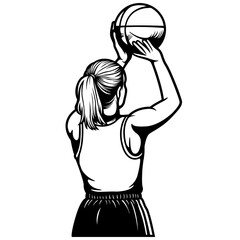Basketball Girl | Basketball League | Athletic Mom | Sports Ball | Basketball | Sports Game | Home Court | Basketball Game | Original Illustration | Vector and Clipart | Cutfile and Stencil