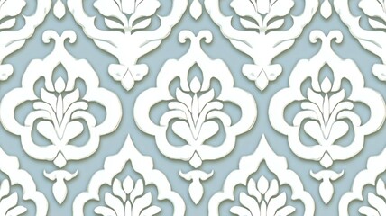 Ornamental Thai Cloud Motifs in Soft Gray on a Sky-Blue Background