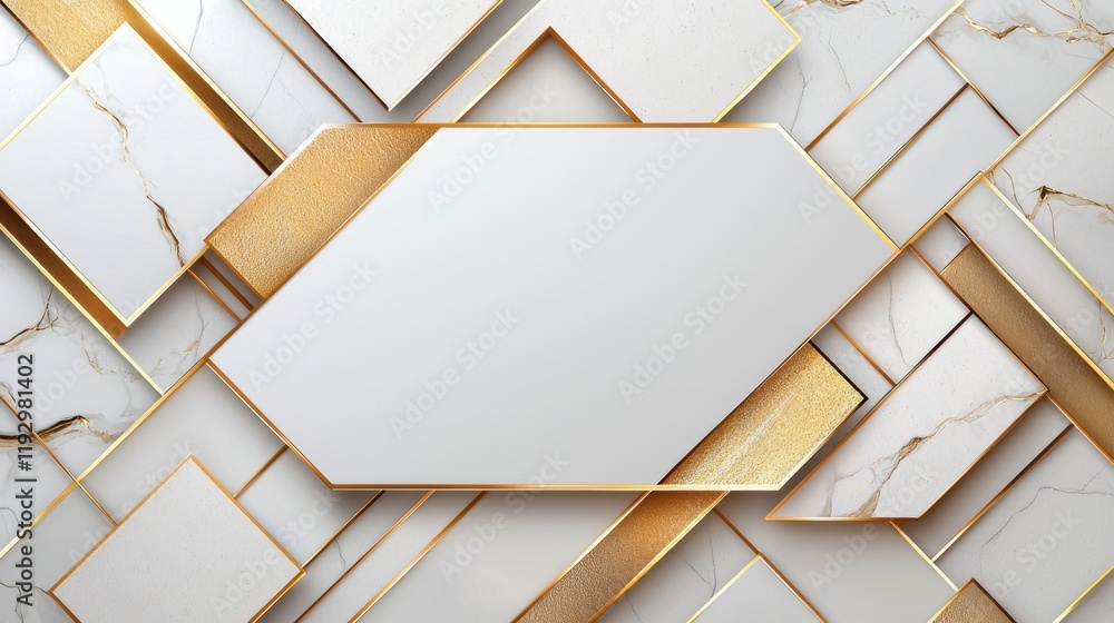 Poster elegant geometric lines with gold borders in a sleek and luxurious design for modern spaces