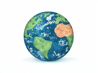 Colorful globe illustration showcasing continents and oceans, emphasizing Earth's diversity.